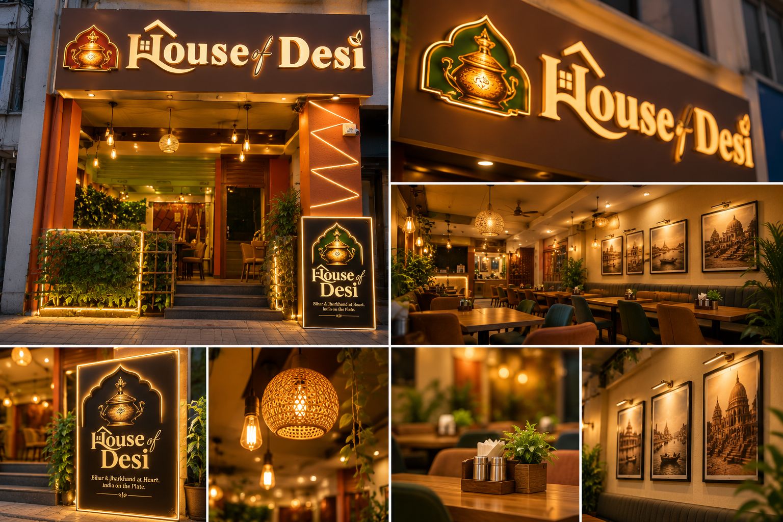 House of Desi restaurant — storefront, signage and dining hall, Sector 51 Gurgaon